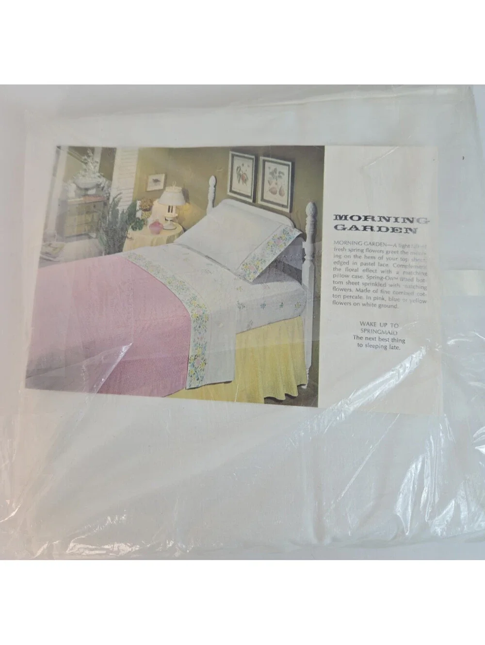 Vintage Springmaid Combed Percale Double Size Flat Bed Sheet Morning Garden